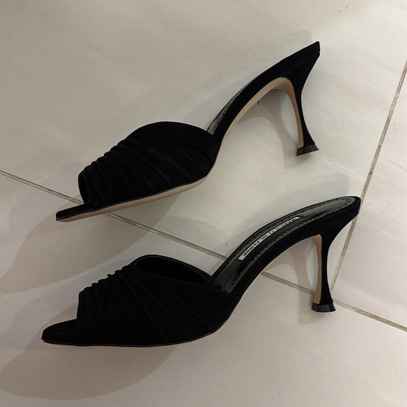 Manolo blahnik PIRUA black suede open toe mule size 39 - Picture 4 of 8
